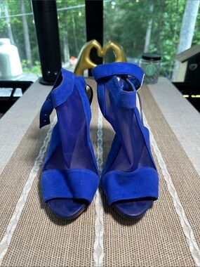 Guess Royal Blue Suede & Mesh Heeled Sandals